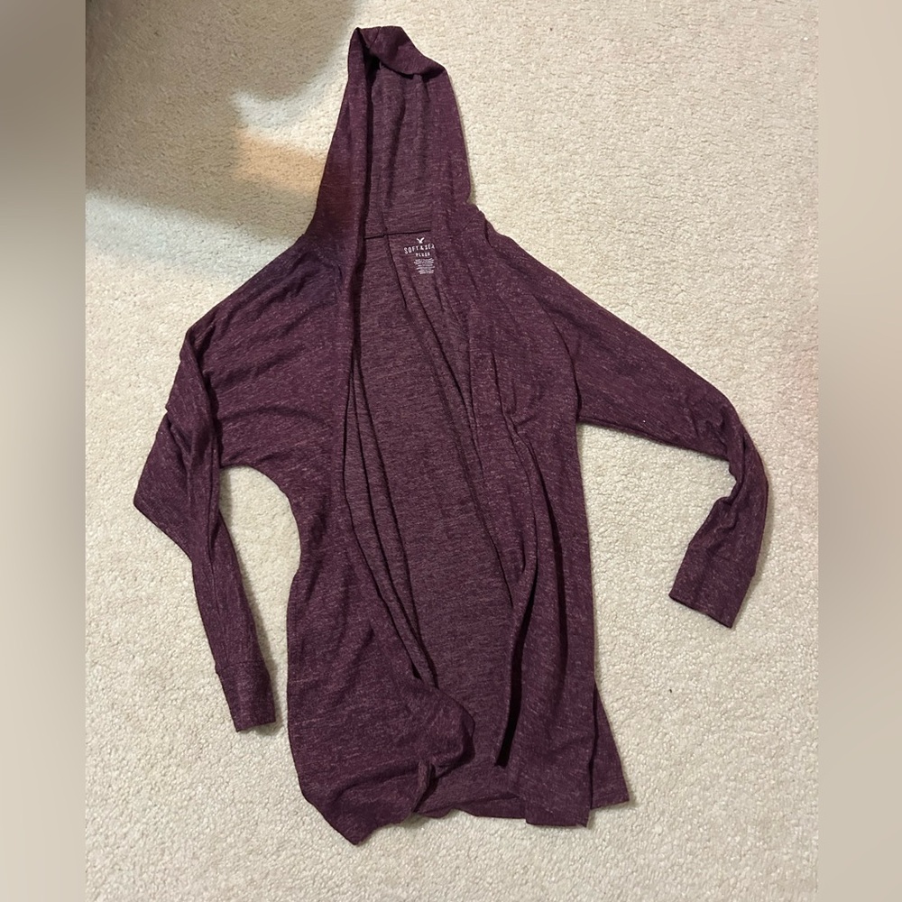 Burgundy Hooded Cardigan